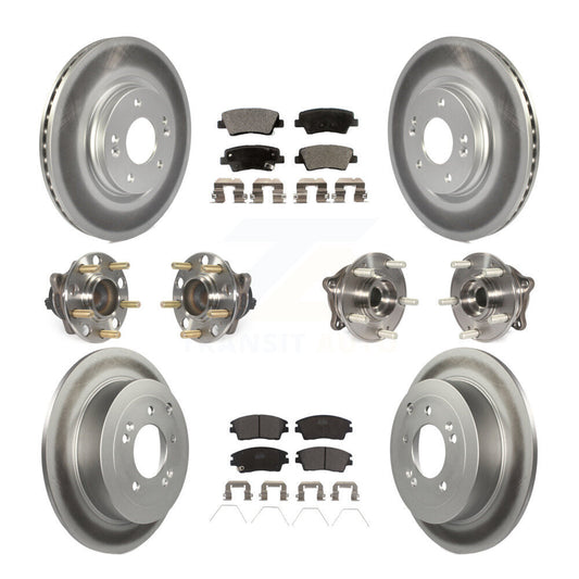 Hub Bearing Coated Brake Rotor Pads Front Rear Kit (10Pc) For Hyundai Tucson Kia