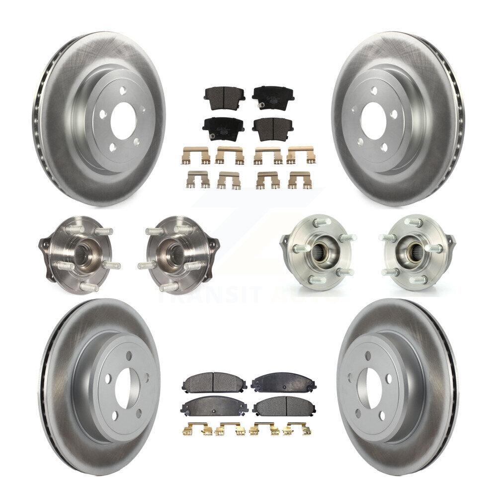Hub Bearing Coated Brake Rotor & Pad Front Rear Kit (10Pc) For Dodge Charger 300