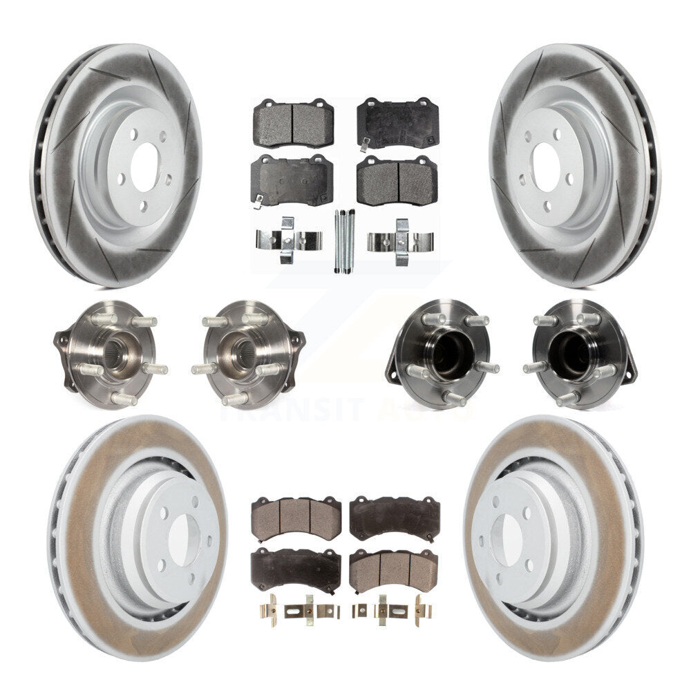 Hub Bearing Coated Brake Rotor & Pads Front Rear Kit (10Pc) For Dodge Challenger