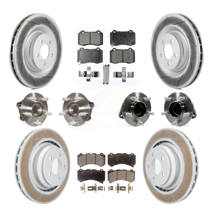 Hub Bearing Coated Brake Rotor & Pads Front Rear Kit (10Pc) For Dodge Challenger