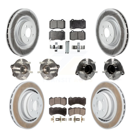 Hub Bearing Coated Brake Rotor & Pads Front Rear Kit (10Pc) For Dodge Challenger
