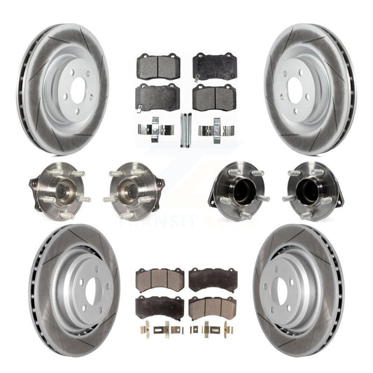 Hub Bearing Coated Brake Rotor & Pads Front Rear Kit (10Pc) For Dodge Challenger
