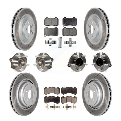 Hub Bearing Coated Brake Rotor & Pads Front Rear Kit (10Pc) For Dodge Challenger