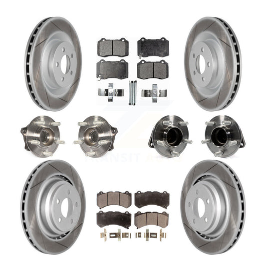 Hub Bearing Coated Brake Rotor & Pads Front Rear Kit (10Pc) For Dodge Challenger