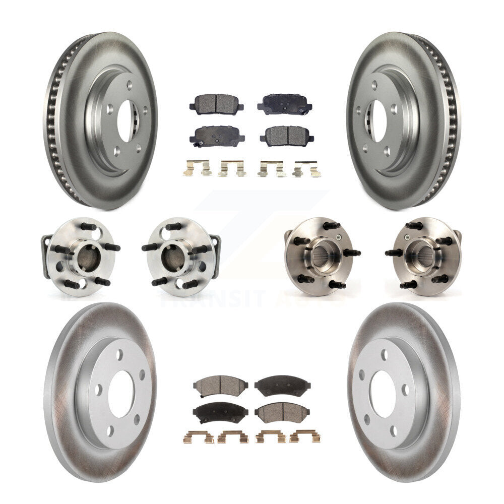 Hub Bearing Coated Brake Rotor Pads Front Rear Kit (10Pc) For Pontiac Grand Prix