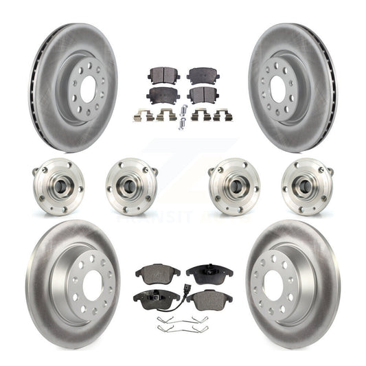 Hub Bearing Coat Brake Rotor Pads Front Rear Kit (10Pc) For Volkswagen Tiguan Q3