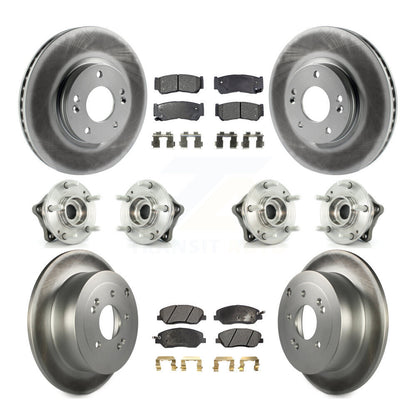 Hub Bearing Coat Brake Rotor Pads Front Rear Kit (10Pc) For Hyundai Santa Fe AWD
