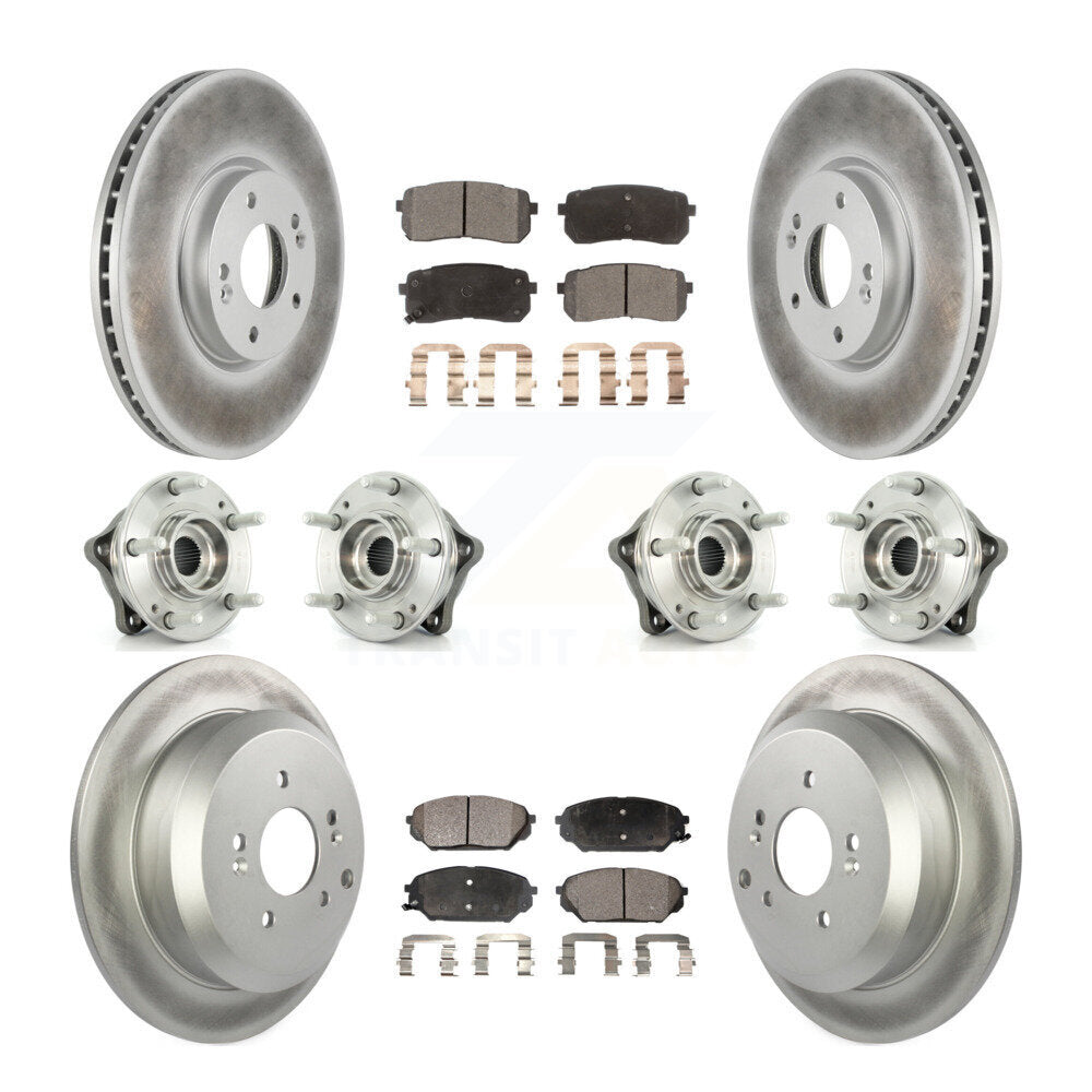Hub Bearing Coat Brake Rotor Pads Front Rear Kit (10Pc) For Hyundai Veracruz AWD