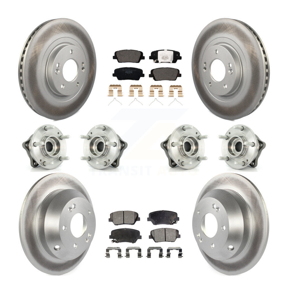 Hub Bearing Coat Brake Rotor Pad Front Rear Kit (10Pc) For 14-15 Kia Sorento AWD