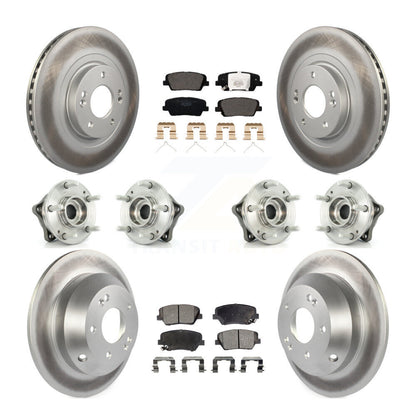 Hub Bearing Coat Brake Rotor Pad Front Rear Kit (10Pc) For 14-15 Kia Sorento AWD