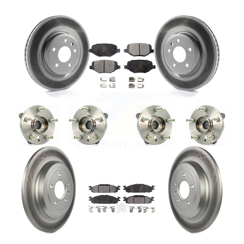 Hub Bearing Coat Brake Rotor Pads Front Rear Kit (10Pc) For Ford Flex Taurus MKT