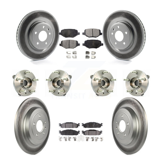 Hub Bearing Coat Brake Rotor Pads Front Rear Kit (10Pc) For Ford Flex Taurus MKT