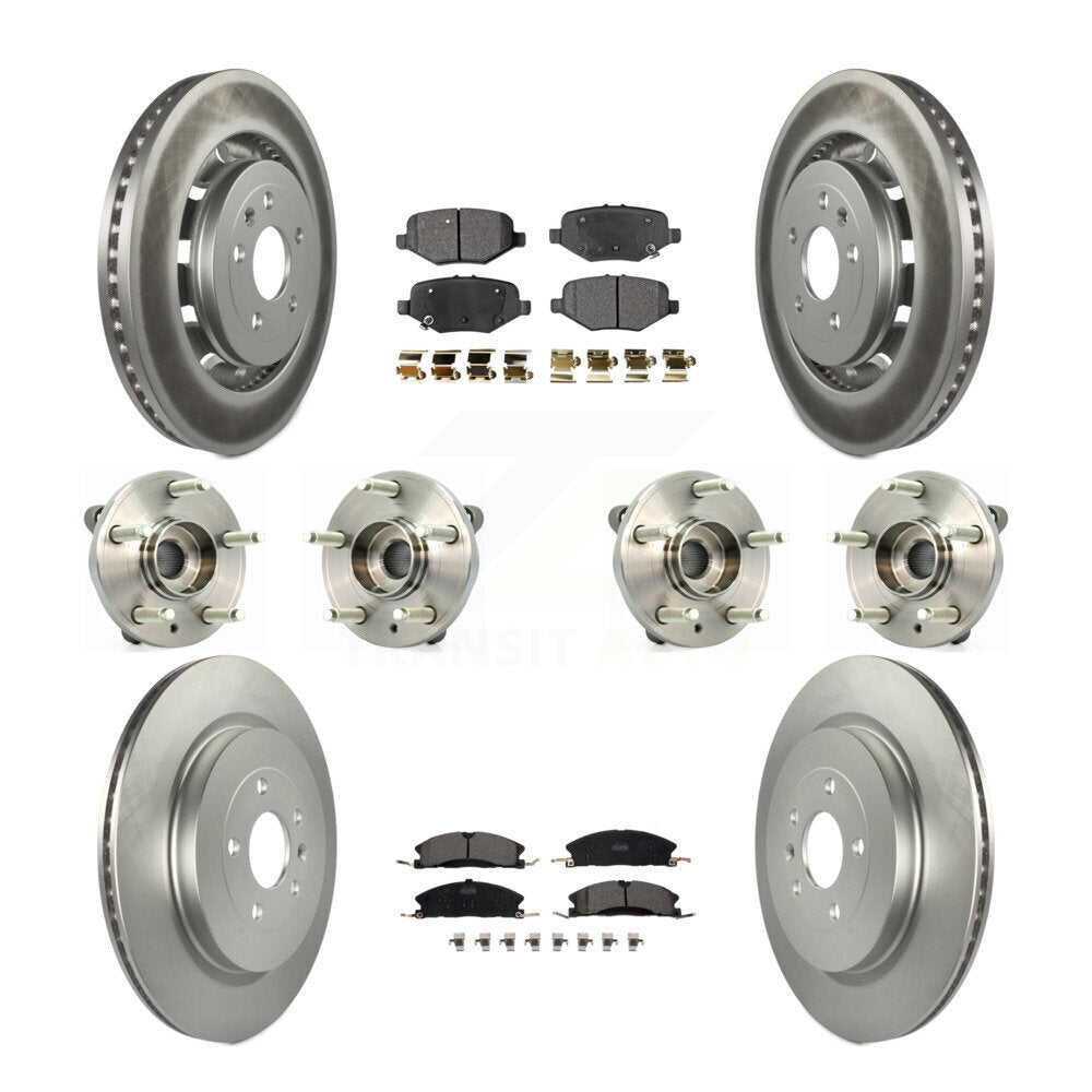 Hub Bearing Coat Brake Rotor Pads Front Rear Kit (10Pc) For Ford Flex Taurus MKS