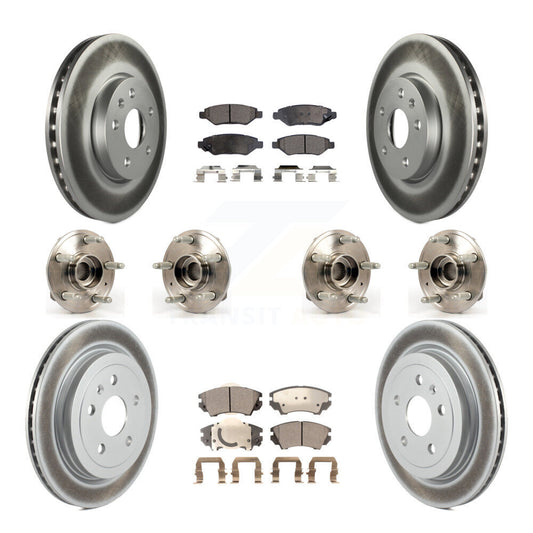 Hub Bearing Coated Brake Rotor & Pads Front Rear Kit (10Pc) For Chevrolet Camaro