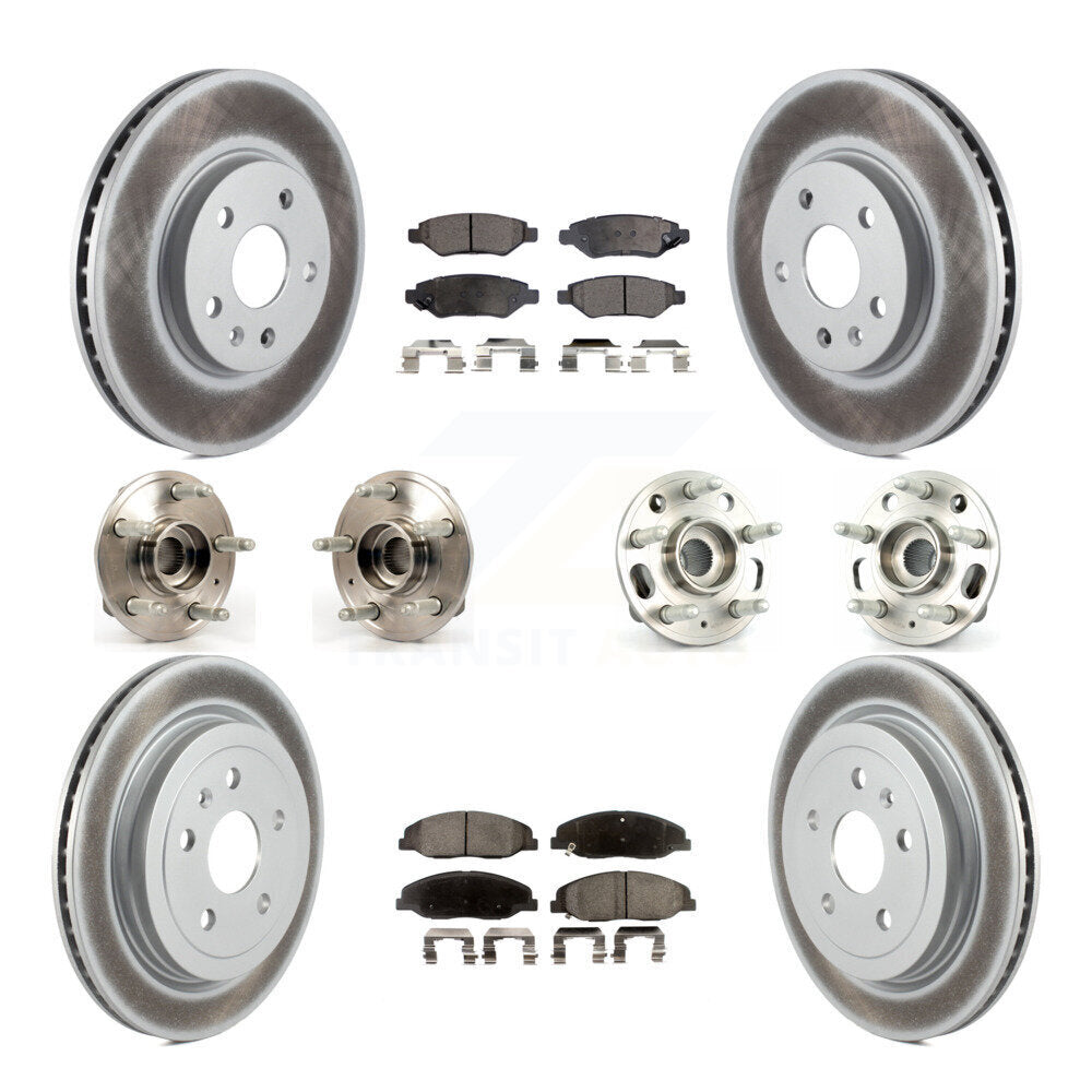 Hub Bearing Coated Disc Brake Rotor & Pad Front Rear Kit (10Pc) For Cadillac CTS