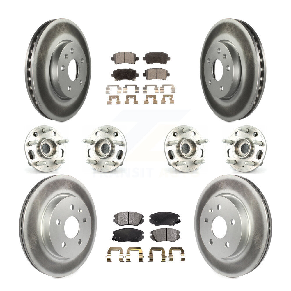 Hub Bearing Coated Brake Rotor & Pads Front Rear Kit (10Pc) For Chevrolet Malibu