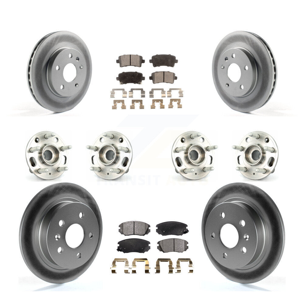 Hub Bearing Coated Brake Rotor & Pads Front Rear Kit (10Pc) For Chevrolet Malibu
