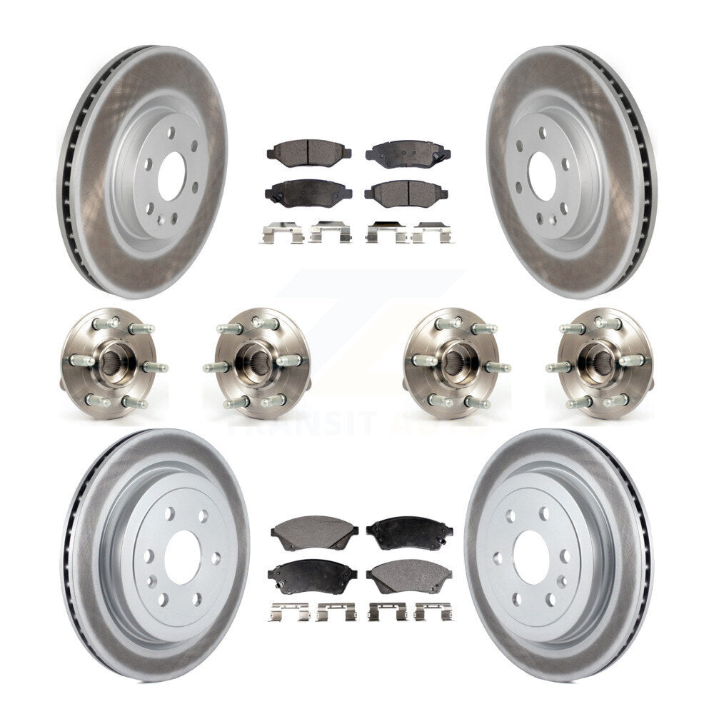 Hub Bearing Coated Brake Rotor & Pad Front Rear Kit (10Pc) For Cadillac SRX Saab