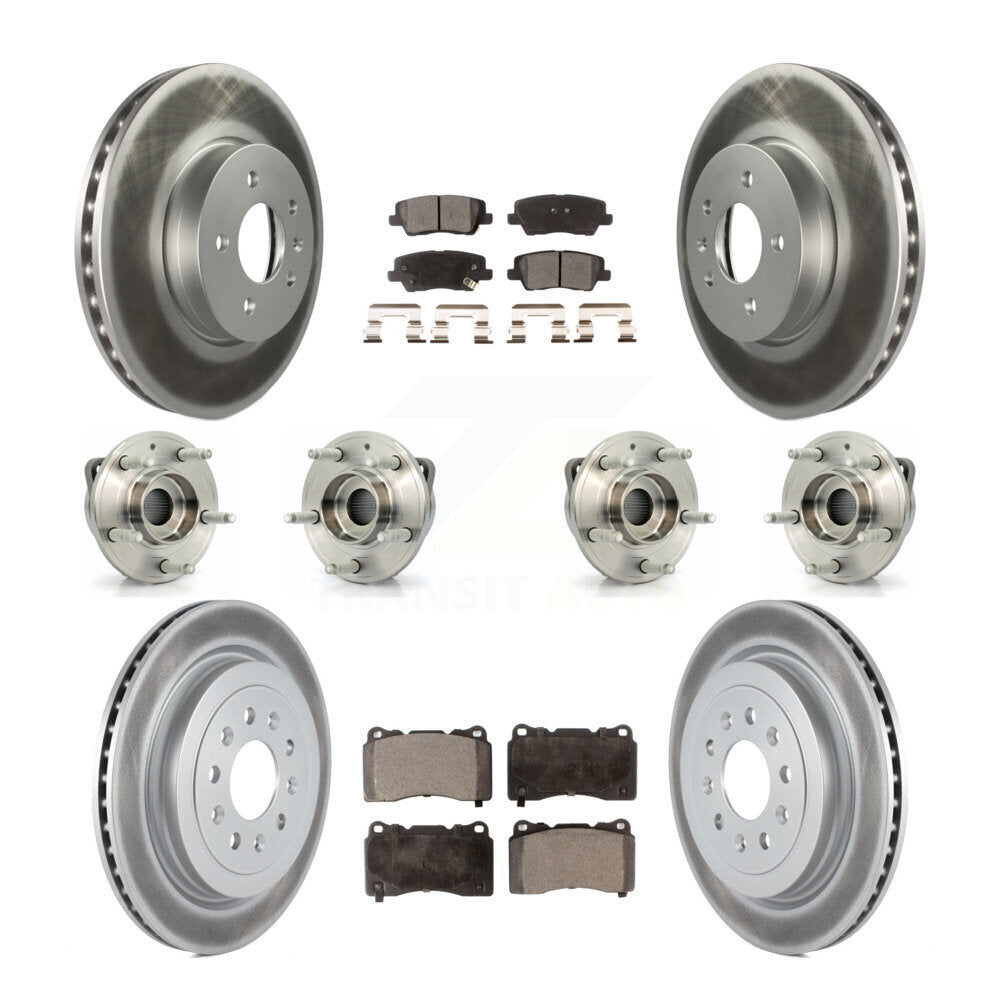 Hub Bearing Coated Brake Rotor & Pads Front Rear Kit (10Pc) For Cadillac ATS AWD