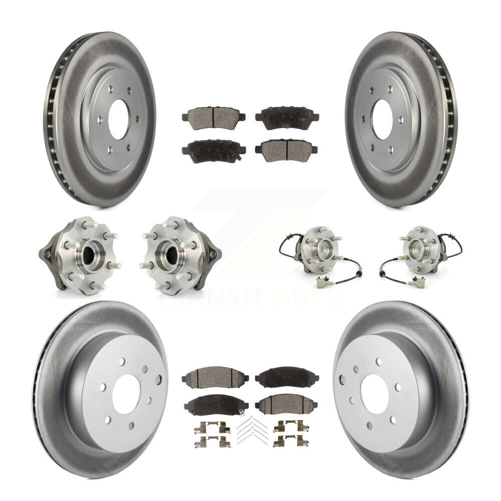 Hub Bearing Coated Brake Rotor & Pad Front Rear Kit (10Pc) For Nissan Pathfinder