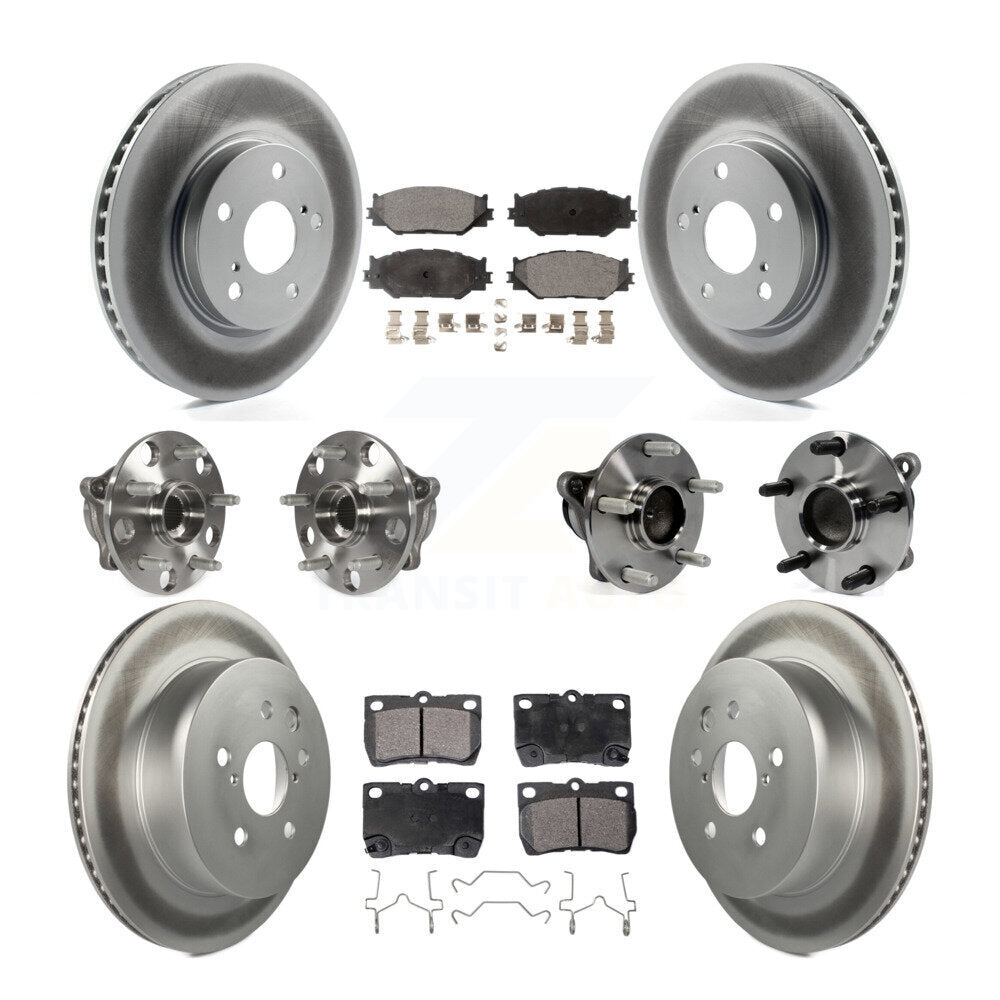 Hub Bearing Coated Disc Brake Rotor & Pads Front Rear Kit (10Pc) For Lexus IS250