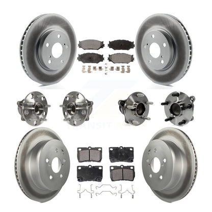 Hub Bearing Coated Disc Brake Rotor & Pads Front Rear Kit (10Pc) For Lexus IS250