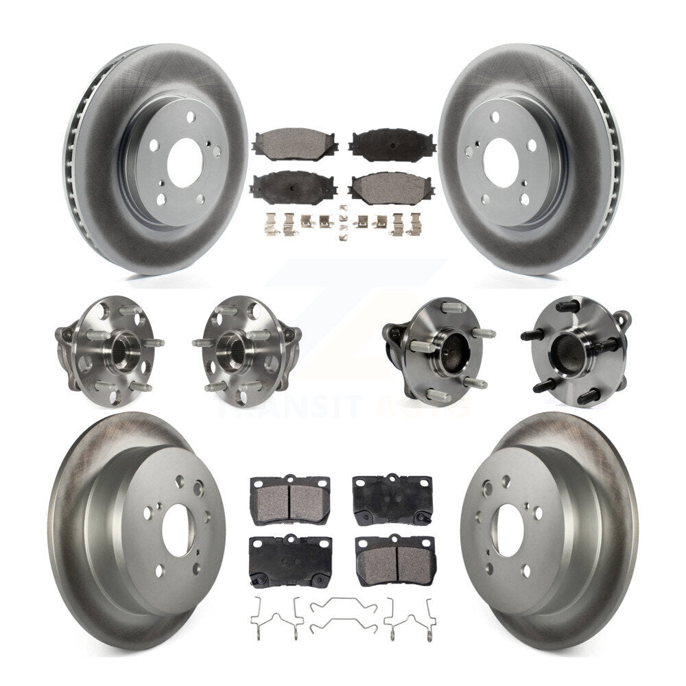 Hub Bearing Coated Disc Brake Rotor & Pads Front Rear Kit (10Pc) For Lexus IS250