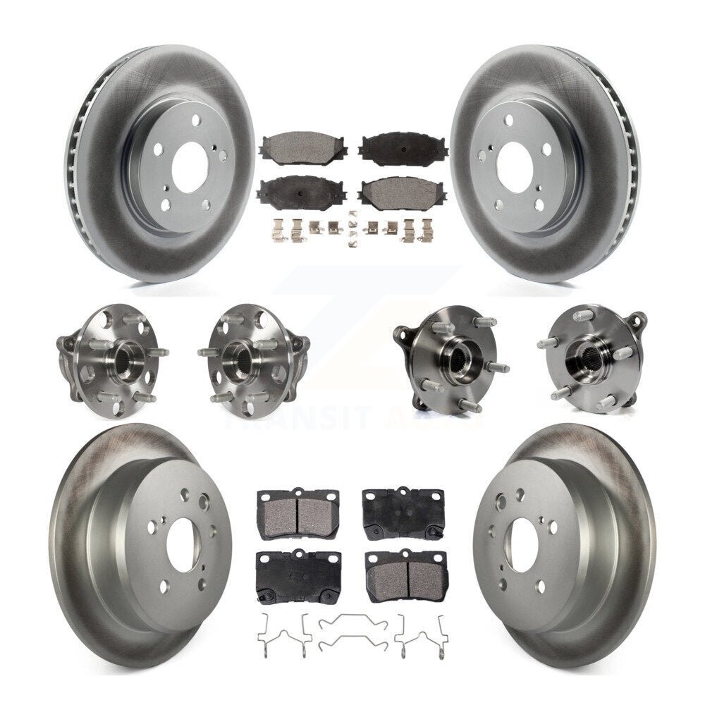 Hub Bearing Coated Disc Brake Rotor & Pads Front Rear Kit (10Pc) For Lexus IS250