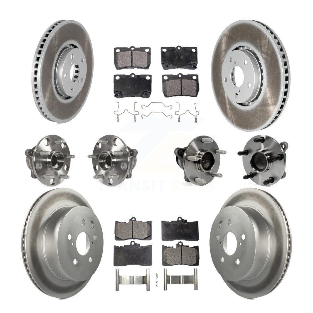 Hub Bearing Coated Brake Rotor & Pad Front Rear Kit (10Pc) For Lexus IS350 GS350