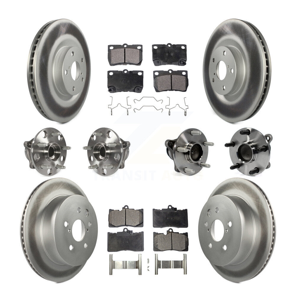 Hub Bearing Coated Brake Rotor & Pad Front Rear Kit (10Pc) For Lexus IS350 GS350