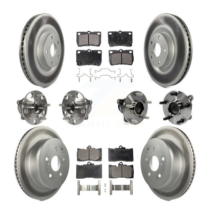 Hub Bearing Coated Brake Rotor & Pad Front Rear Kit (10Pc) For Lexus IS350 GS350