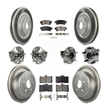 Hub Bearing Coated Disc Brake Rotor & Pads Front Rear Kit (10Pc) For Lexus IS350