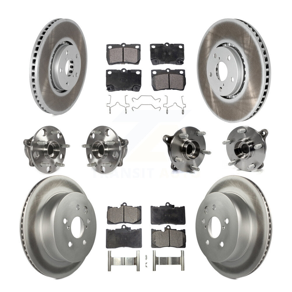 Hub Bearing Coated Disc Brake Rotor & Pads Front Rear Kit (10Pc) For Lexus IS350