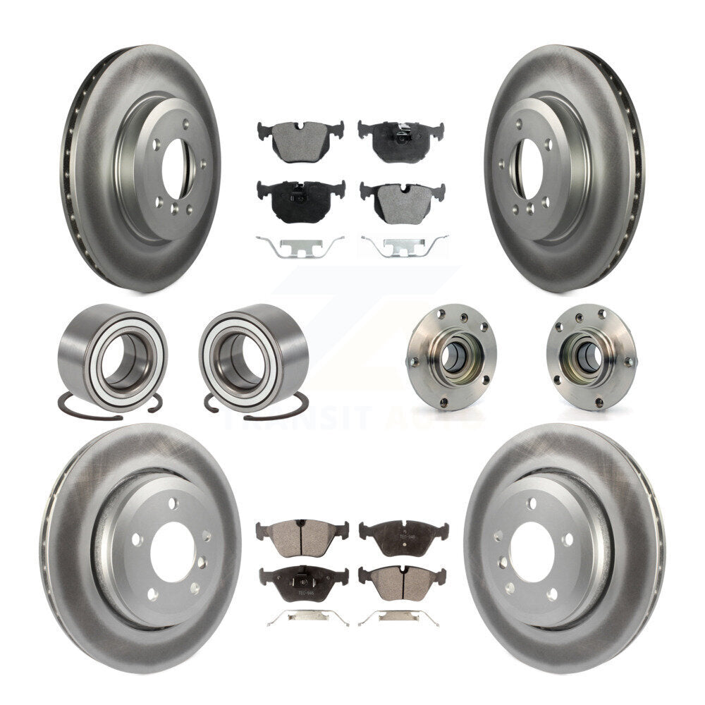 Hub Bearing Coated Brake Rotor Pad Shoe Front Rear Kit (10Pc) For BMW 330Ci 330i
