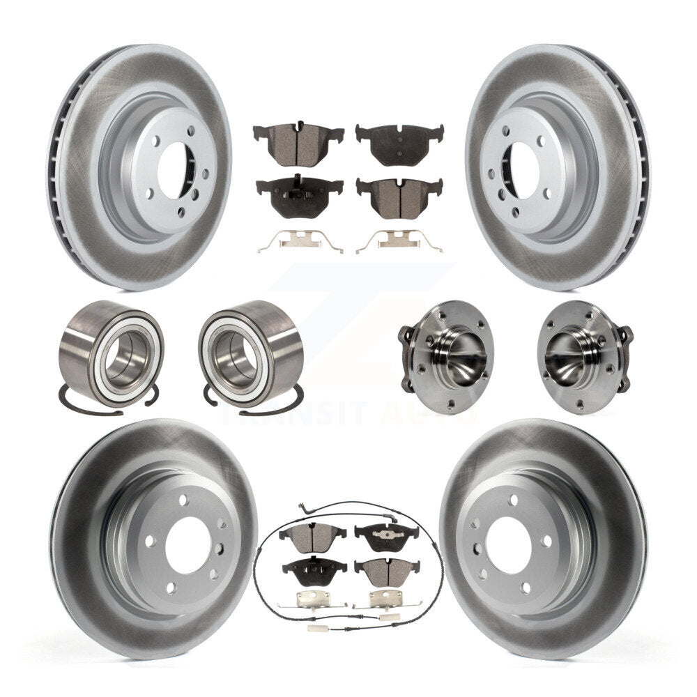 Hub Bearing Coated Brake Rotor Pad Shoe Front Rear Kit (10Pc) For BMW 335i 335is