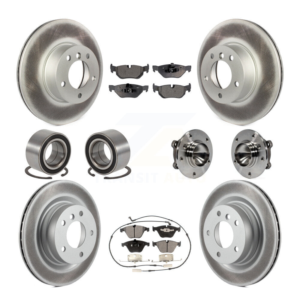 Hub Bearing Coated Brake Rotor Pads Shoe Front Rear Kit (10Pc) For BMW 323i 328i