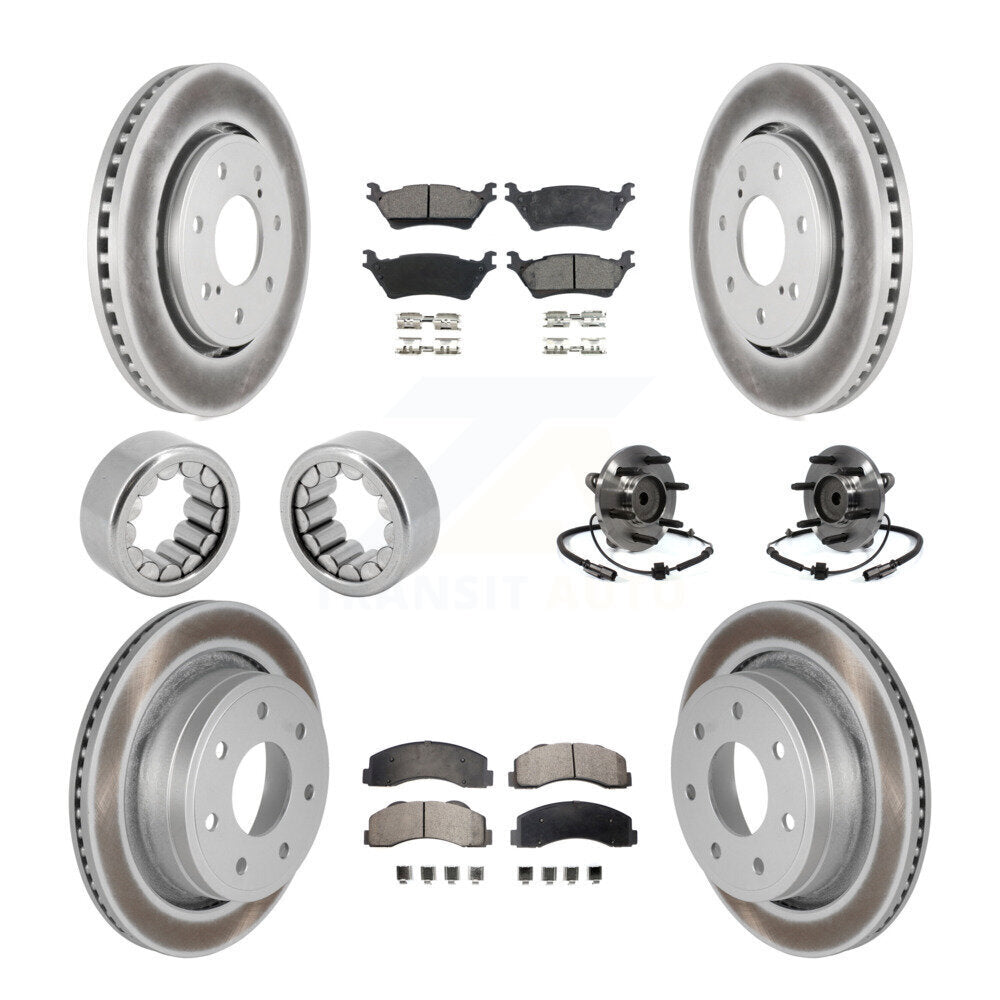 Hub Bearing Coated Brake Rotor Pad Shoe Front Rear Kit (10Pc) For Ford F-150 RWD