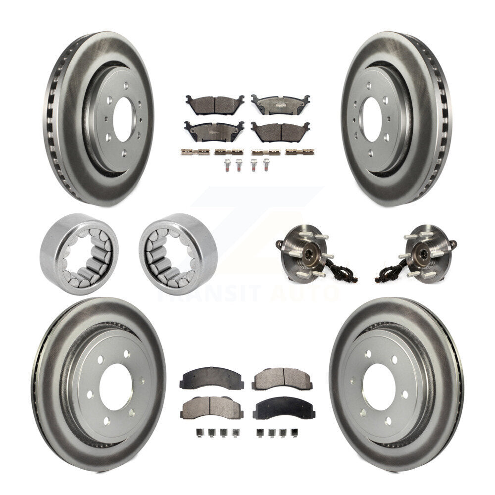 Hub Bearing Coated Brake Rotor And Pad Shoe Front Rear Kit (10Pc) For Ford F-150