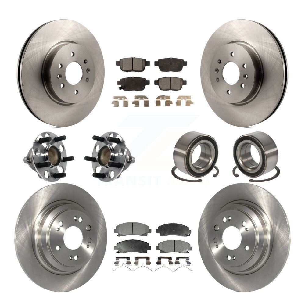 Hub Bearing Assembly Disc Brake Rotor And Pad Front Rear Kit (10Pc) For Acura TL