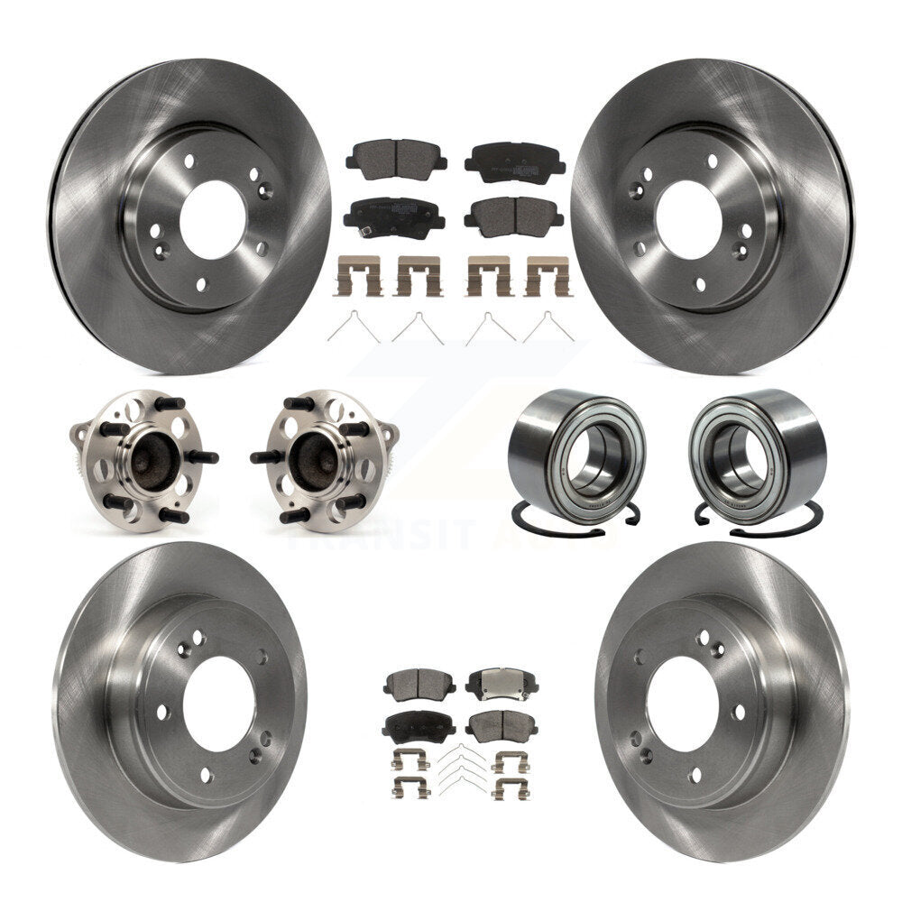 Hub Bearing Brake Rotor & Pad Front Rear Kit (10Pc) For Kia Forte Hyundai Forte5