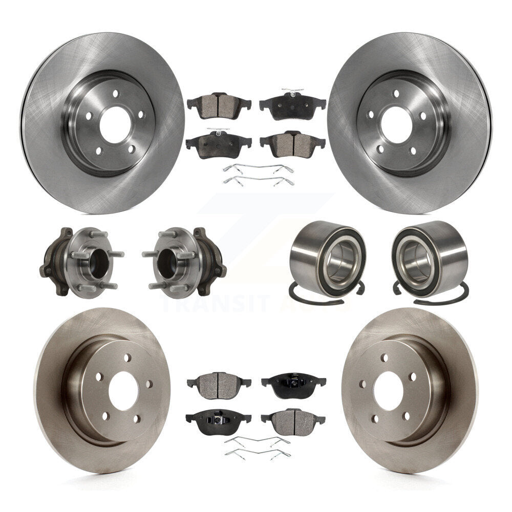 Hub Bearing Disc Brake Rotor Pads Front Rear Kit (10Pc) For Ford Transit Connect