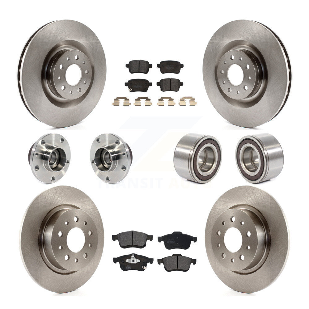 Hub Bearing Disc Brake Rotor & Pad Front Rear Kit (10Pc) For 2014-2018 Fiat 500L