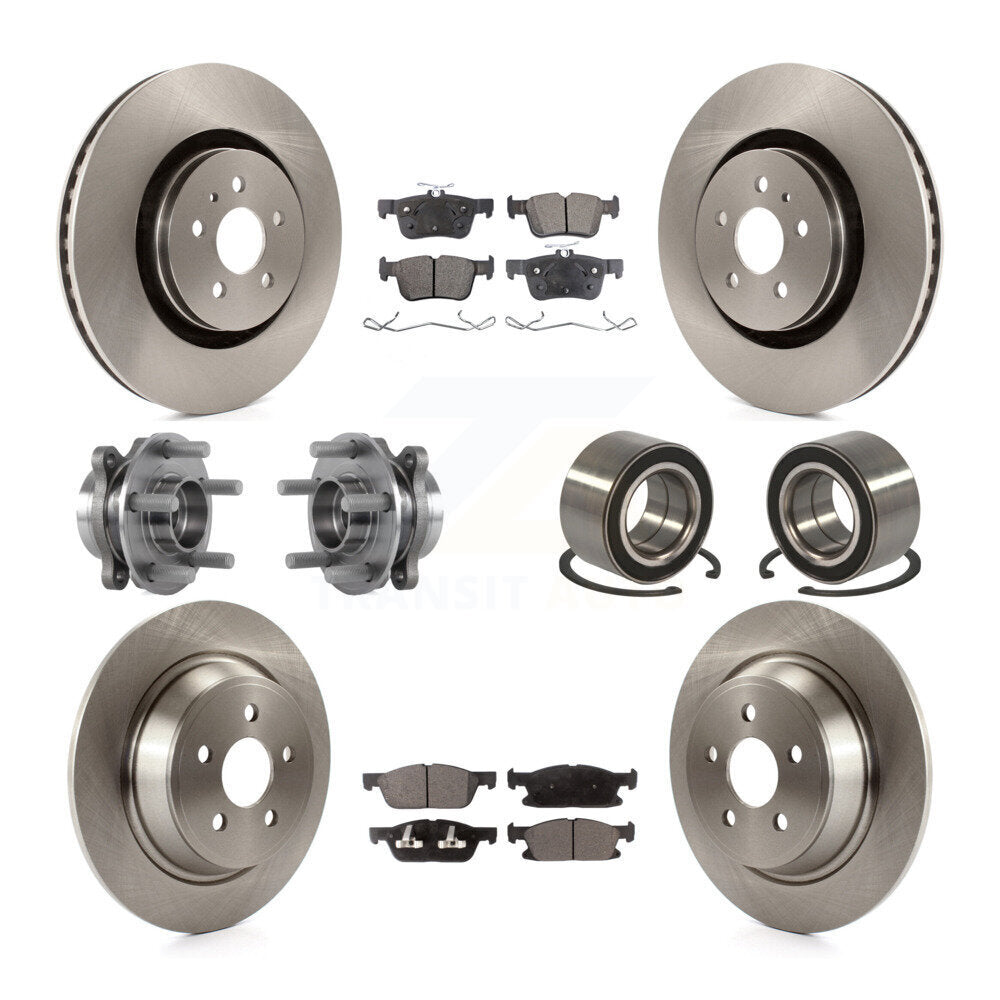 Hub Bearing Disc Brake Rotor & Pads Front Rear Kit (10Pc) For 2015 Ford Edge AWD