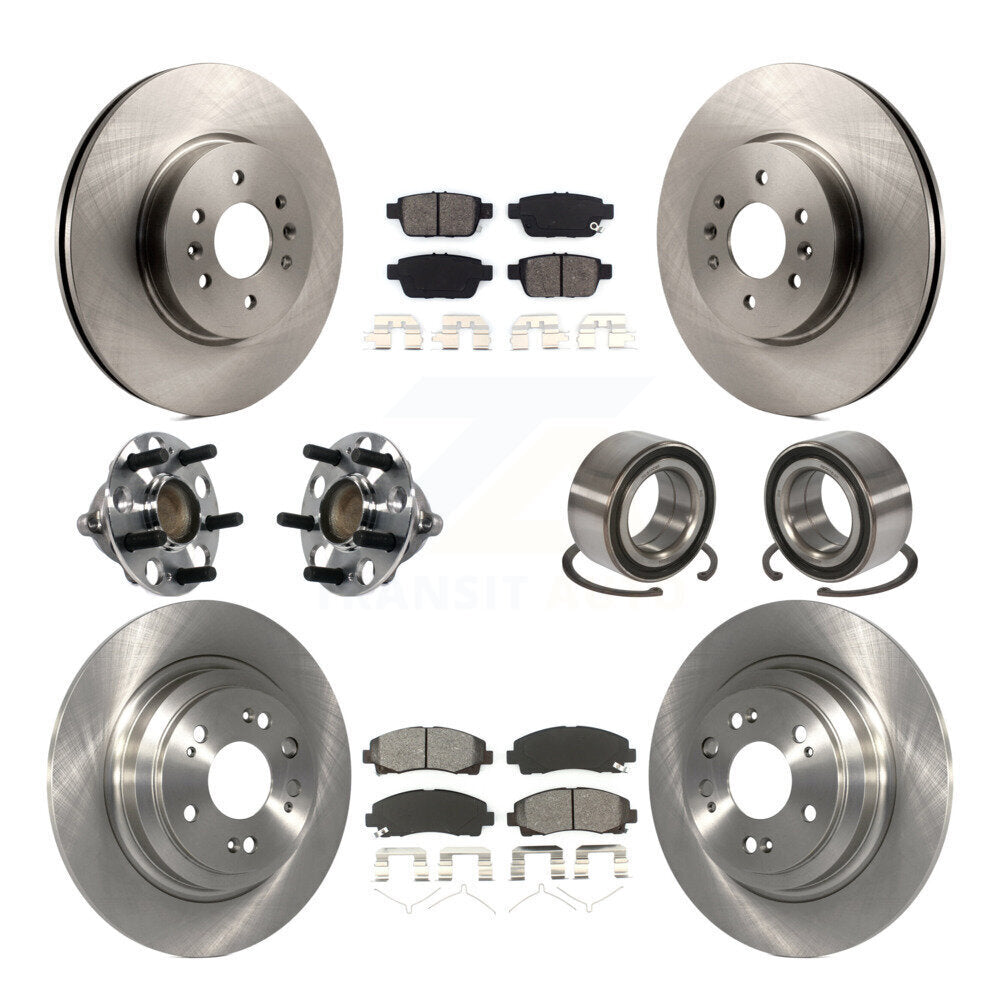 Hub Bearing Assembly Disc Brake Rotor And Pad Front Rear Kit (10Pc) For Acura TL