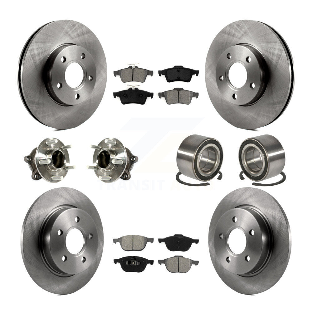 Wheel Hub Bearing Disc Brake Rotor And Pads Front Rear Kit (10Pc) For Ford Focus