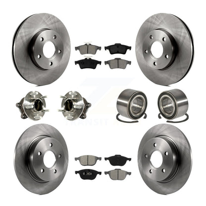 Wheel Hub Bearing Disc Brake Rotor And Pads Front Rear Kit (10Pc) For Ford Focus