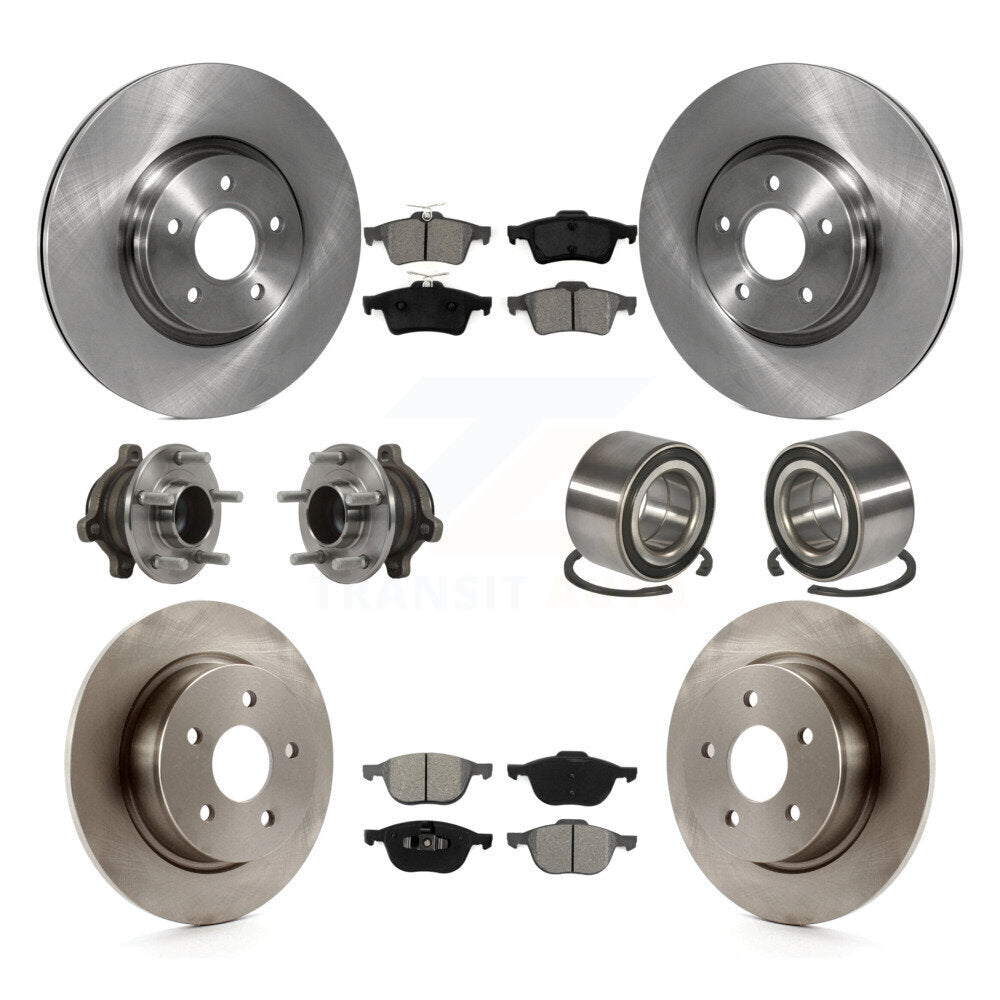 Hub Bearing Disc Brake Rotor Pads Front Rear Kit (10Pc) For Ford Transit Connect