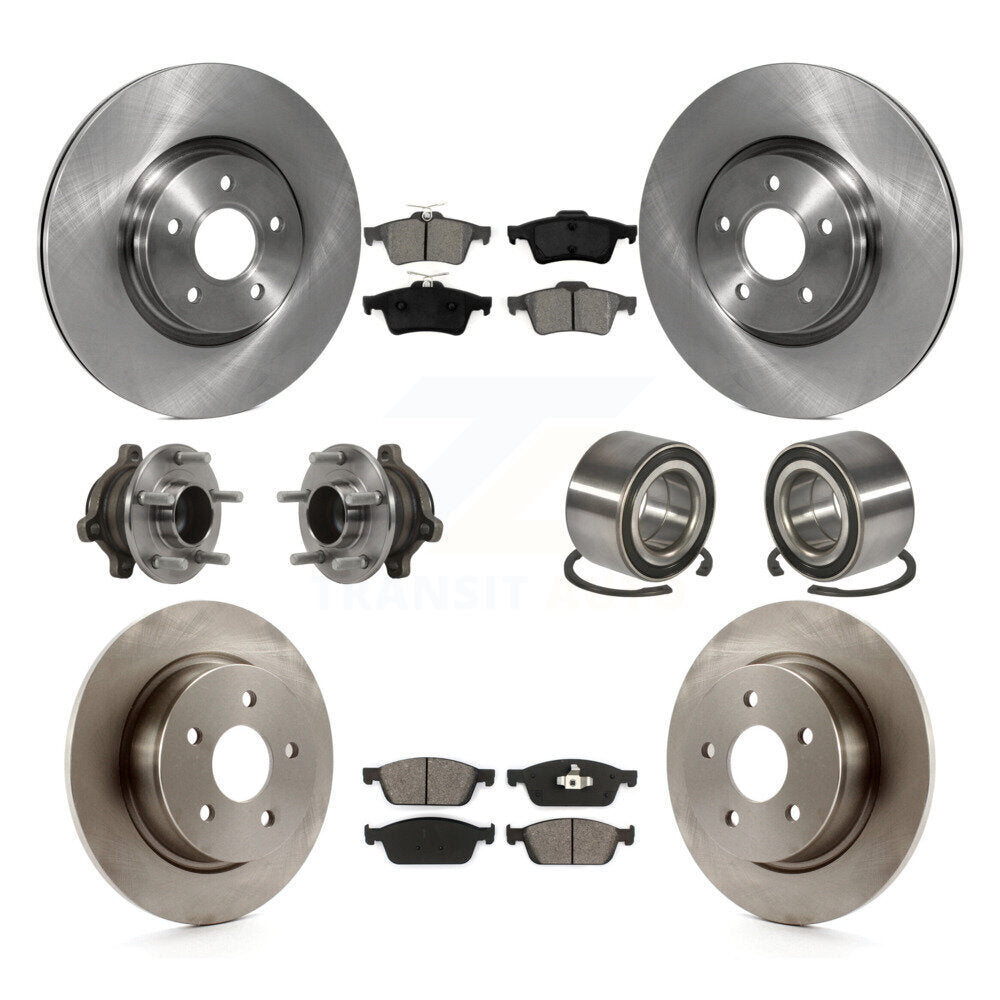 Hub Bearing Disc Brake Rotor Pads Front Rear Kit (10Pc) For Ford Transit Connect