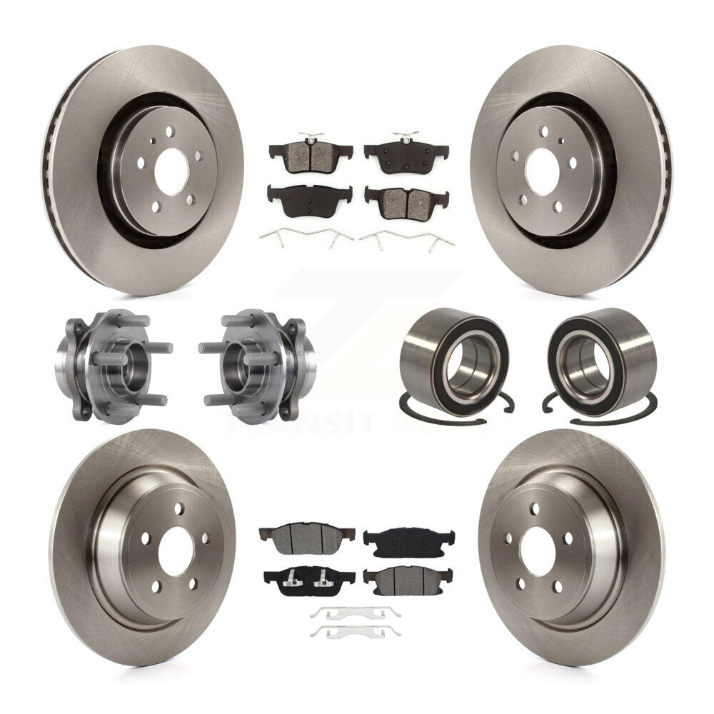 Hub Bearing Disc Brake Rotor & Pads Front Rear Kit (10Pc) For 2015 Ford Edge AWD