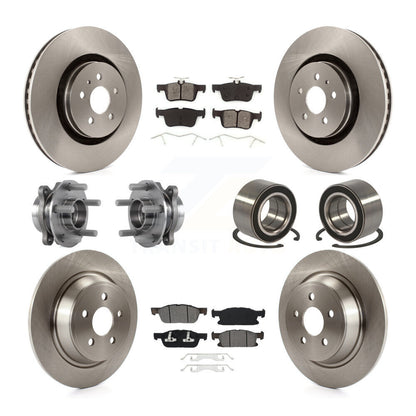 Hub Bearing Disc Brake Rotor & Pads Front Rear Kit (10Pc) For 2015 Ford Edge AWD
